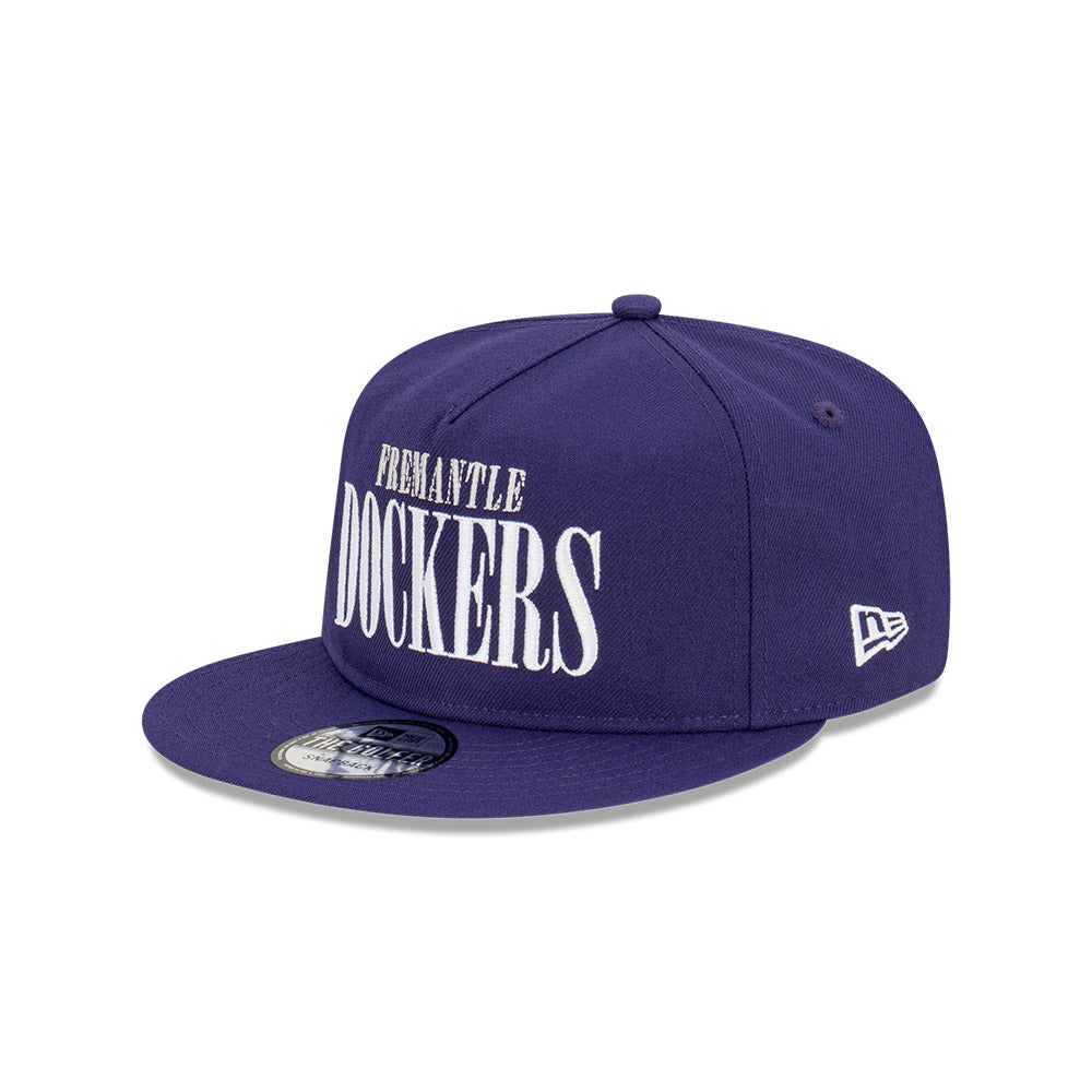Fremantle Dockers Hat - 2023 AFL Purple Tall Text The Golfer Snapback - New Era